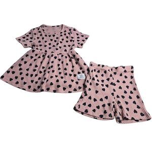 Pink Ribbed Heart Matching outfit 7Yrs
